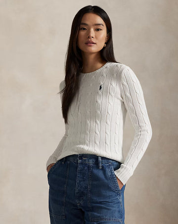 Pull RL à col rond en coton cable-knit